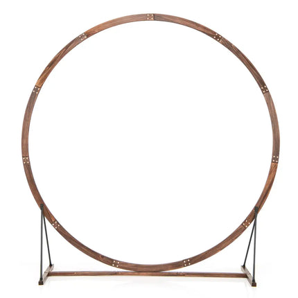 Wooden Wedding Arch Solid Wood Arbor Backdrop Stand for Wedding Ceremony-Round - Brown - Outdoor Decor