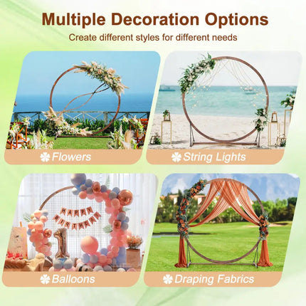 Wooden Wedding Arch Solid Wood Arbor Backdrop Stand for Wedding Ceremony-Round - Brown - Outdoor Decor