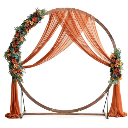 Wooden Wedding Arch Solid Wood Arbor Backdrop Stand for Wedding Ceremony-Round - Brown - Outdoor Decor