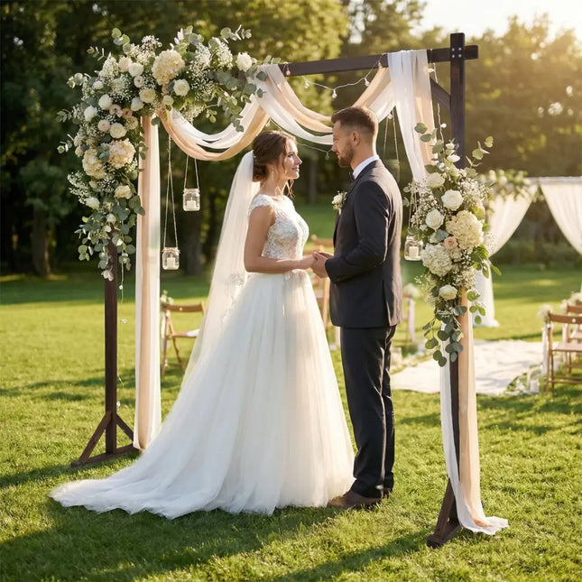 Wooden Wedding Arch Solid Wood Arbor Backdrop Stand for Wedding Ceremony-Square - Outdoor Decor