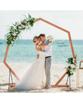 Wooden Wedding Arch Solid Wood Arbor Backdrop Stand for Wedding Ceremony-Heptagon - Garden Arbors