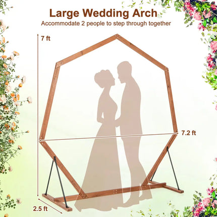 Wooden Wedding Arch Solid Wood Arbor Backdrop Stand for Wedding Ceremony-Heptagon - Outdoor Decor