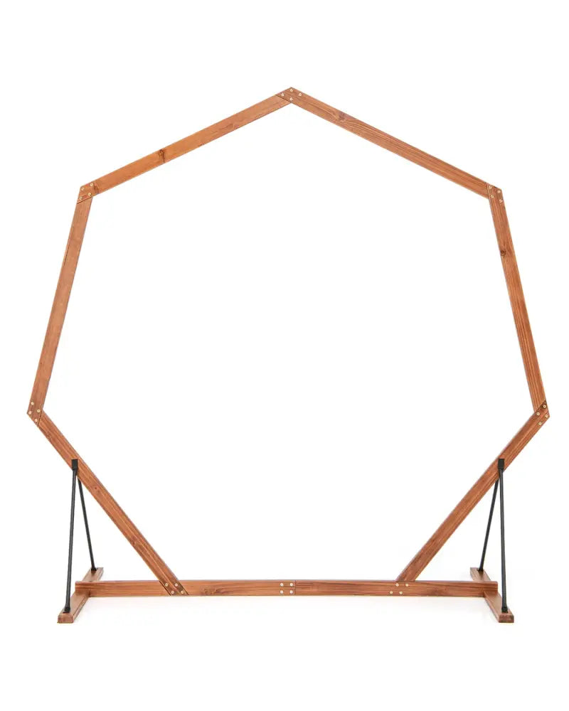 Wooden Wedding Arch Solid Wood Arbor Backdrop Stand for Wedding Ceremony-Heptagon - Garden Arbors