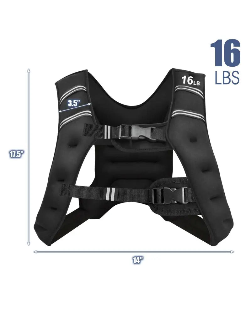 Workout Weighted Vest with Mesh Bag Adjustable Buckle - Black - Weights Accessories