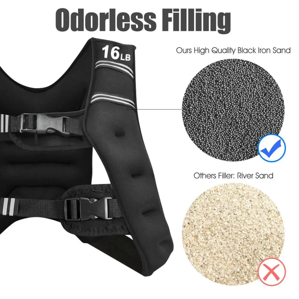 Workout Weighted Vest with Mesh Bag Adjustable Buckle - Black - Weights Accessories