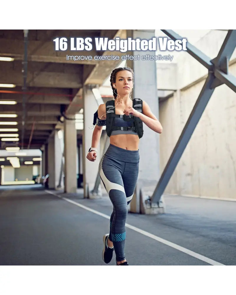 Workout Weighted Vest with Mesh Bag Adjustable Buckle - Black - Weights Accessories
