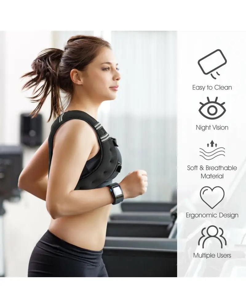 Workout Weighted Vest with Mesh Bag Adjustable Buckle - Black - Weights Accessories