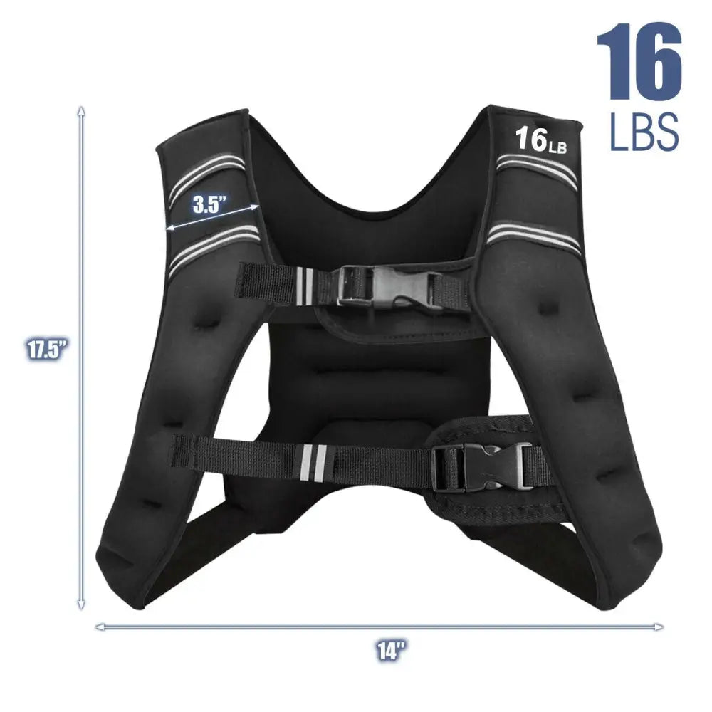 Workout Weighted Vest with Mesh Bag Adjustable Buckle - Black - Weights Accessories