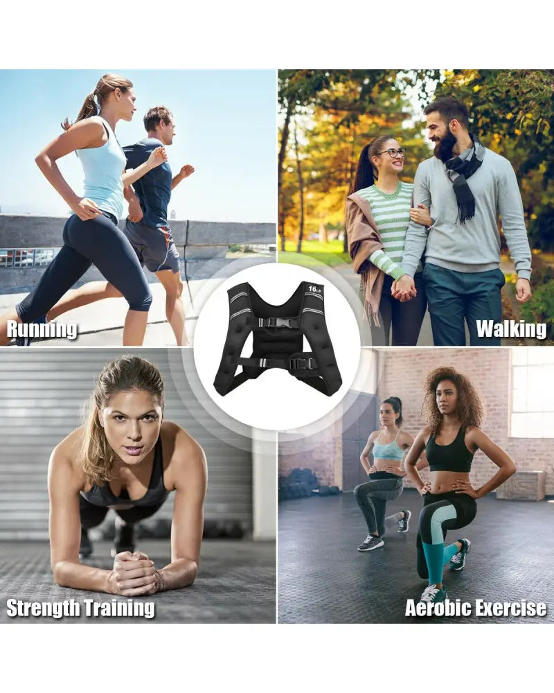 Workout Weighted Vest with Mesh Bag Adjustable Buckle - Black - Weights Accessories
