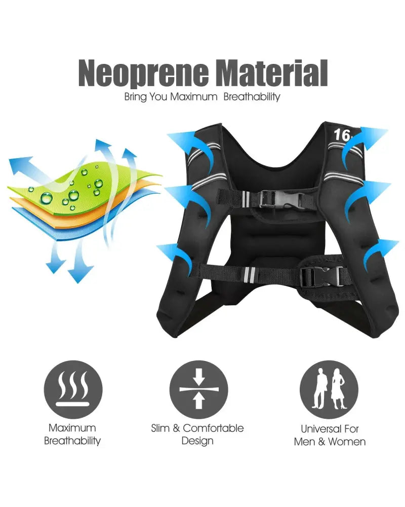 Workout Weighted Vest with Mesh Bag Adjustable Buckle - Black - Weights Accessories