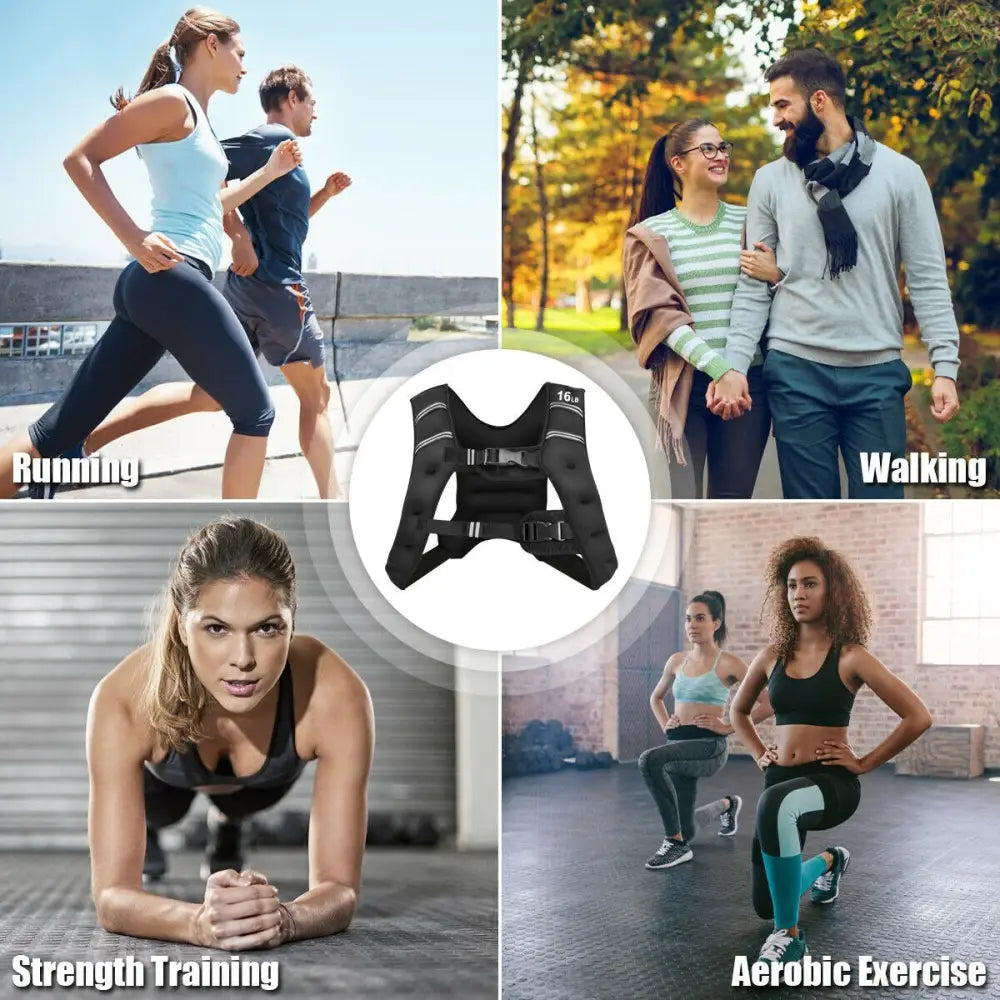 Workout Weighted Vest with Mesh Bag Adjustable Buckle - Black - Weights Accessories
