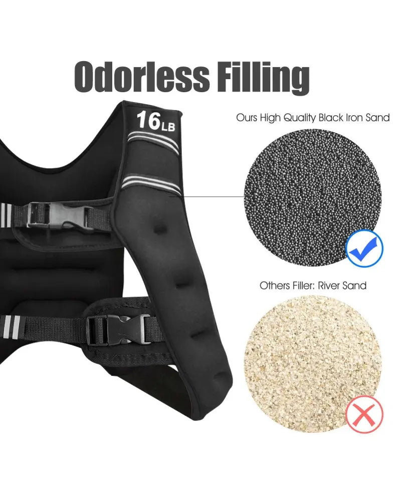 Workout Weighted Vest with Mesh Bag Adjustable Buckle - Black - Weights Accessories