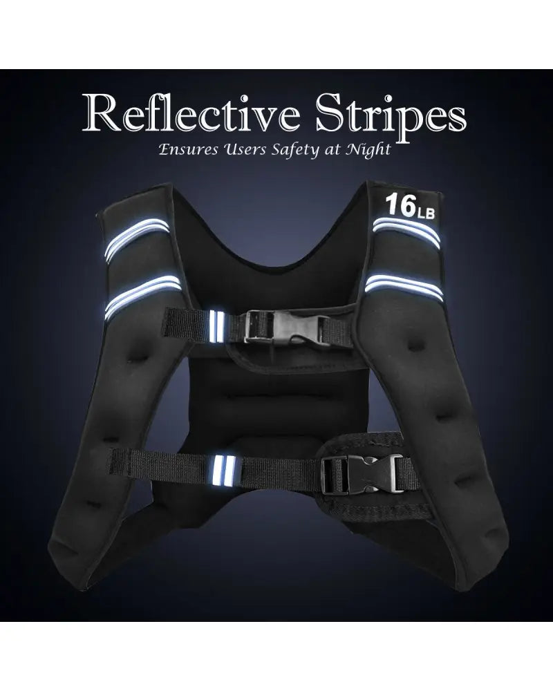 Workout Weighted Vest with Mesh Bag Adjustable Buckle - Black - Weights Accessories