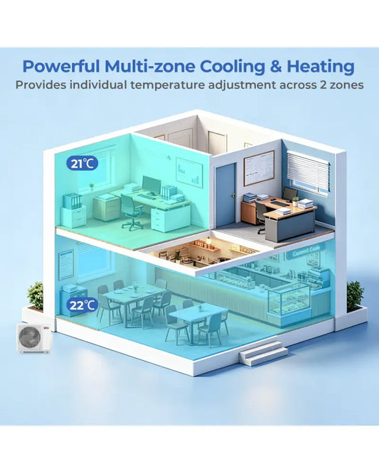 X-Pro 27000 BTU 2 Zone 24 SEER2 Ceiling Cassette Mini Split AC-12K + 12K - White - 2 Zone Mini Split
