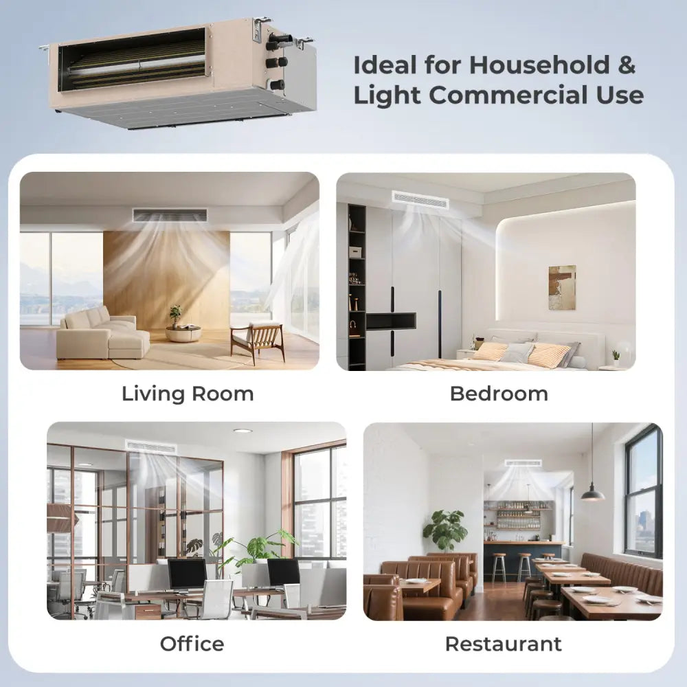 X-Pro 27000 BTU 2 Zone 24 SEER2 Concealed Ducted Mini Split AC-12K + 18K - White - 2 Zone Mini Split