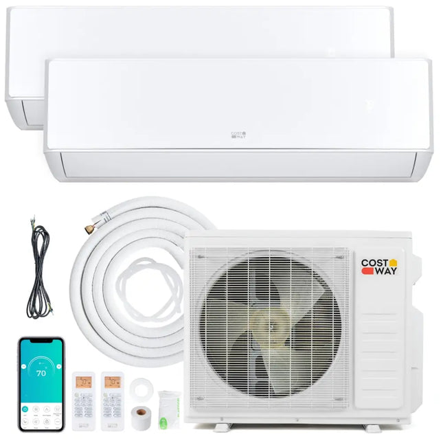 X - Pro 27000 BTU 2 Zone 24 SEER2 Mini Split AC with Heat Pump - 18K + 18K - Oasis Home Essentials