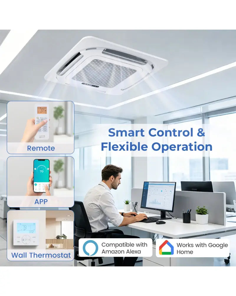 X-Pro 27000 BTU 3 Zone 24 SEER2 Ceiling Cassette Mini Split AC-9K + 9K + 9K - White - 3 Zone Mini Split