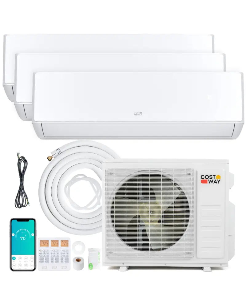 X-Pro 27000 BTU 3 Zone 24 SEER2 Mini Split AC with Heat Pump-9K + 9K + 9K - White - 3 Zone Mini Split