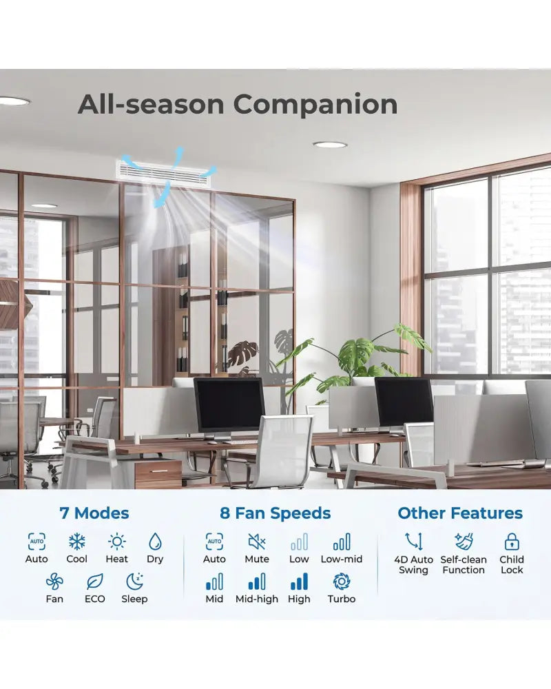 X-Pro 35000 BTU 2 Zone 22.5 SEER2 Concealed Ducted Mini Split AC-18K + 24K - White - 2 Zone Mini Split