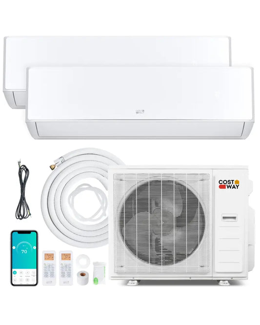 X-Pro 35000 BTU 2 Zone 22.5 SEER2 Mini Split AC with Heat Pump-18K + 24K - White - 2 Zone Mini Split