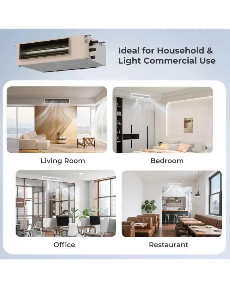 X-Pro 35000 BTU 3 Zone 22.5 SEER2 Concealed Ducted Mini Split AC-9K + 9K + 9K - White - 3 Zone Mini Split