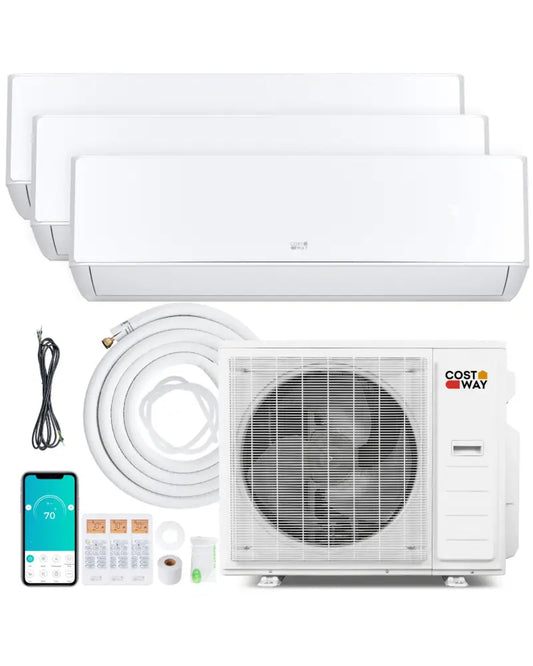 X-Pro 35000 BTU 3 Zone 22.5 SEER2 Mini Split AC with Heat Pump-12K + 12K + 12K - White - 3 Zone Mini Split