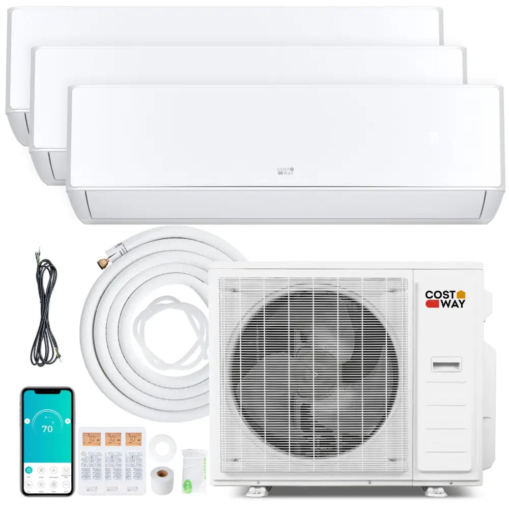 X-Pro 35000 BTU 3 Zone 22.5 SEER2 Mini Split AC with Heat Pump-12K + 12K + 12K - White - 3 Zone Mini Split