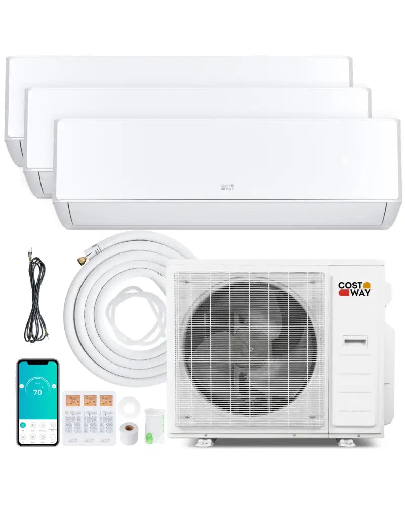 X-Pro 35000 BTU 3 Zone 22.5 SEER2 Mini Split AC with Heat Pump-9K + 12K + 12K - White - 3 Zone Mini Split