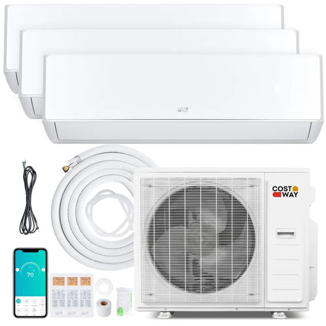 X - Pro 35000 BTU 3 Zone 22.5 SEER2 Mini Split AC with Heat Pump - 9K + 9K + 9K - Oasis Home Essentials