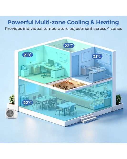 X-Pro 35000 BTU 4 Zone 22.5 SEER2 Ceiling Cassette Mini Split AC-12K + 12K + 12K + 12K - White - 4 Zone Mini Split