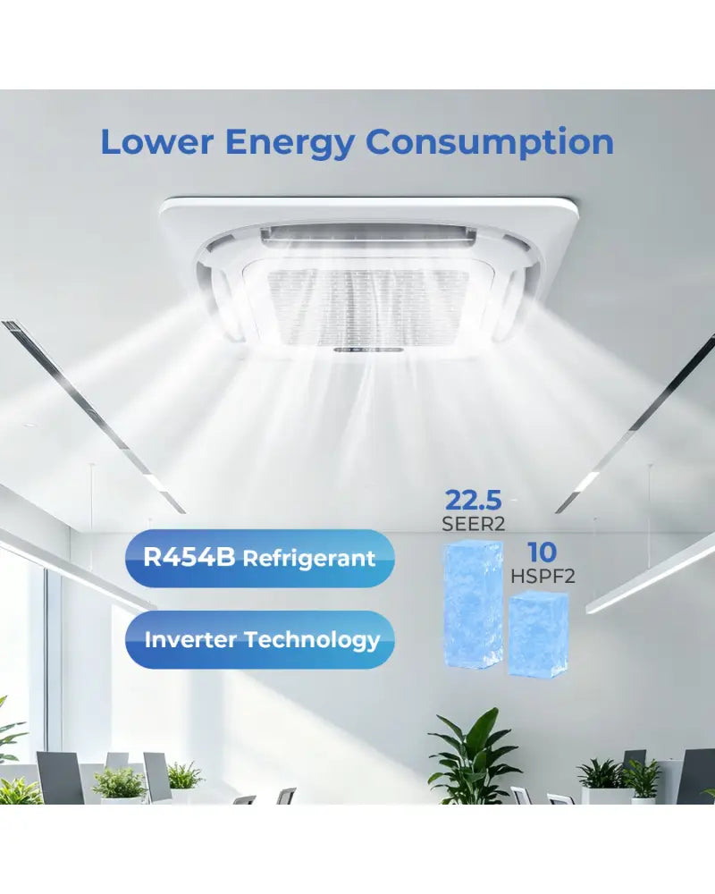 X-Pro 35000 BTU 4 Zone 22.5 SEER2 Ceiling Cassette Mini Split AC-9K + 9K + 9K + 9K - White - 4 Zone Mini Split