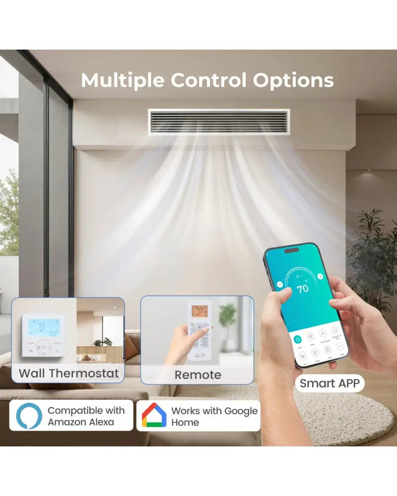 X-Pro 35000 BTU 4 Zone 22.5 SEER2 Concealed Ducted Mini Split AC-9K + 9K + 12K + 18K - White - 4 Zone Mini Split