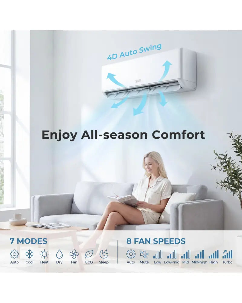 X-Pro 35000 BTU 4 Zone 22.5 SEER2 Mini Split AC with Heat Pump-9K + 9K + 9K + 9K - White - 4 Zone Mini Split
