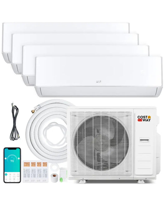 X-Pro 35000 BTU 4 Zone 22.5 SEER2 Mini Split AC with Heat Pump-9K + 9K + 9K + 9K - White - 4 Zone Mini Split