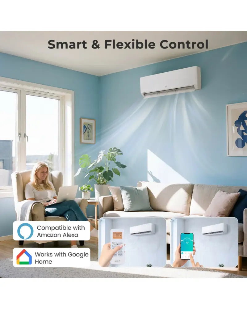 X-Pro 35000 BTU 4 Zone 22.5 SEER2 Mini Split AC with Heat Pump-9K + 9K + 9K + 12K - White - 4 Zone Mini Split