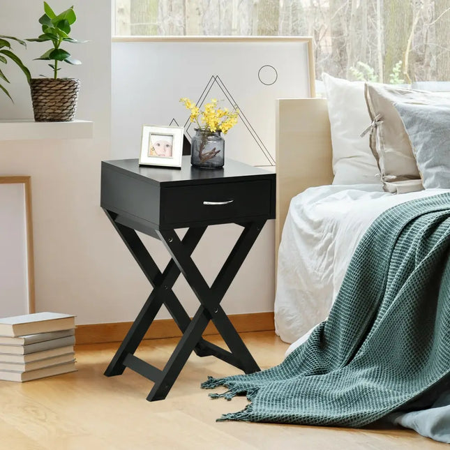 X-Shape Modern Accent Side End Table-Black - Black - End & Side Tables