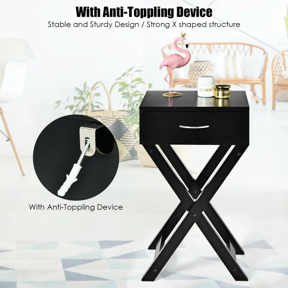 X-Shape Modern Accent Side End Table-Black - Black - End & Side Tables