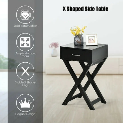 X-Shape Modern Accent Side End Table-Black - Black - End & Side Tables