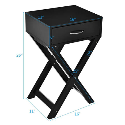 X-Shape Modern Accent Side End Table-Black - Black - End & Side Tables