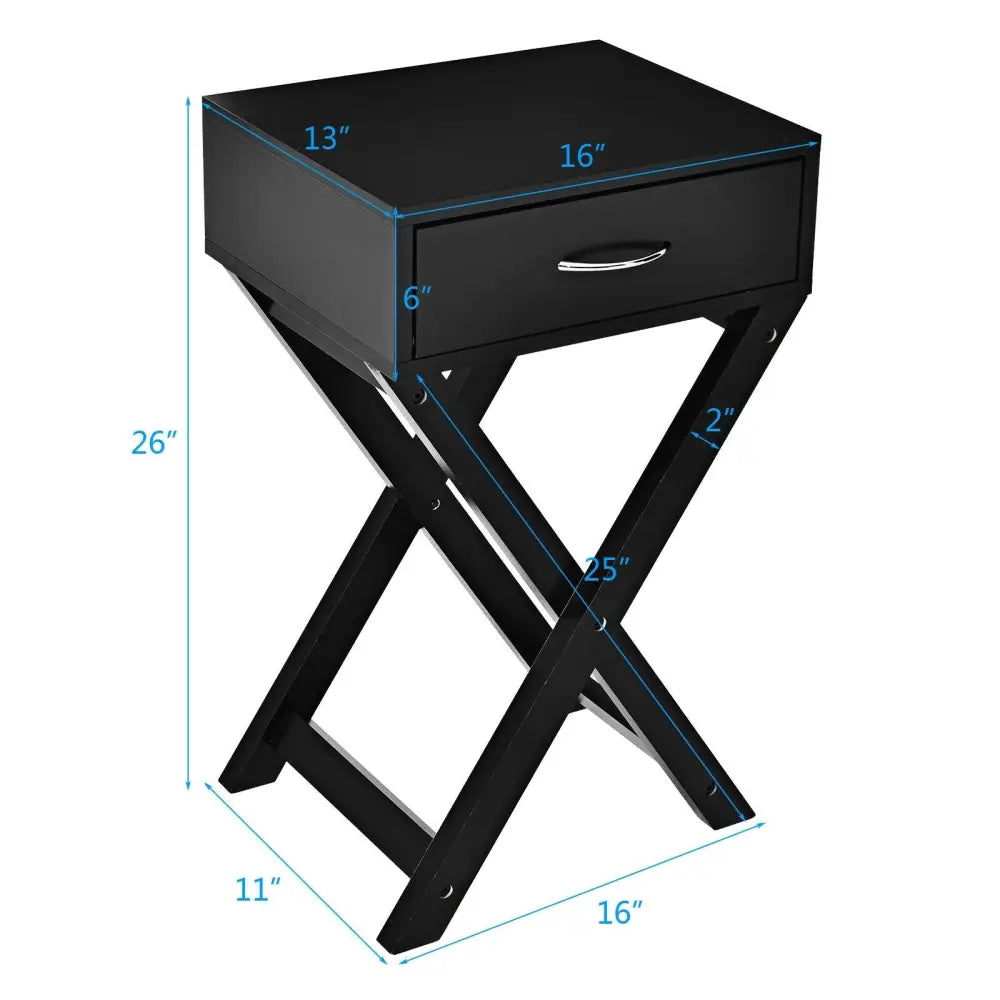 X-Shape Modern Accent Side End Table-Black - Black - End & Side Tables