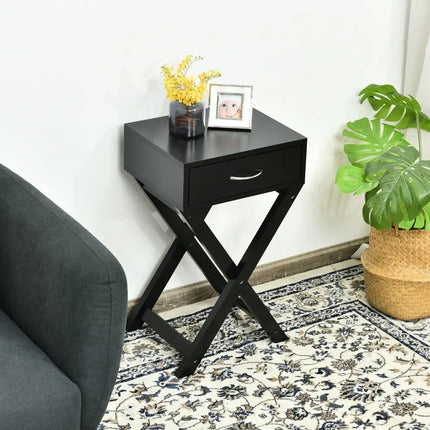 X-Shape Modern Accent Side End Table-Black - Black - End & Side Tables
