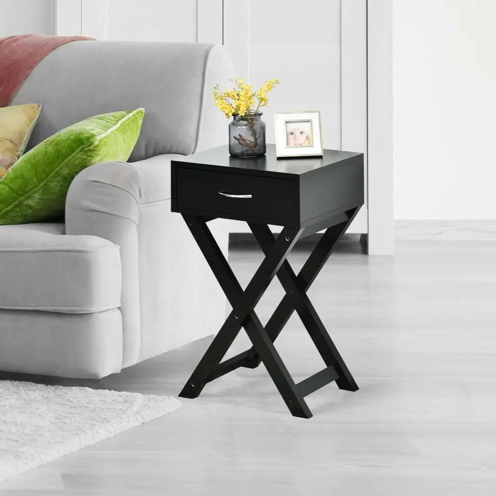 X-Shape Modern Accent Side End Table-Black - Black - End & Side Tables