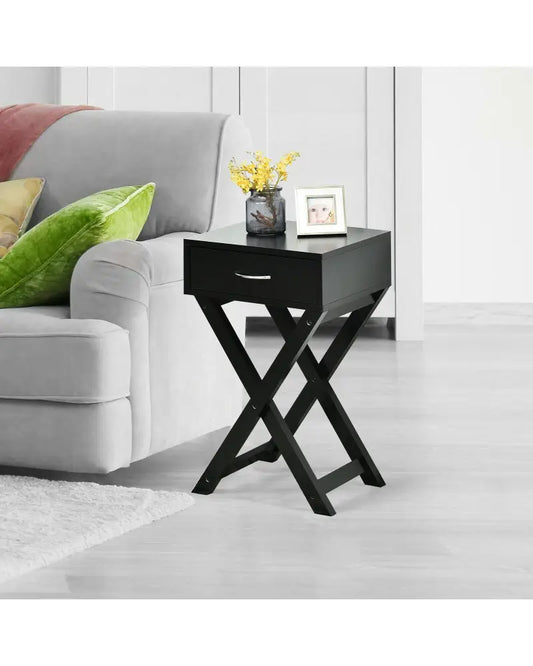 X-Shape Modern Accent Side End Table-Black - Black - End & Side Tables
