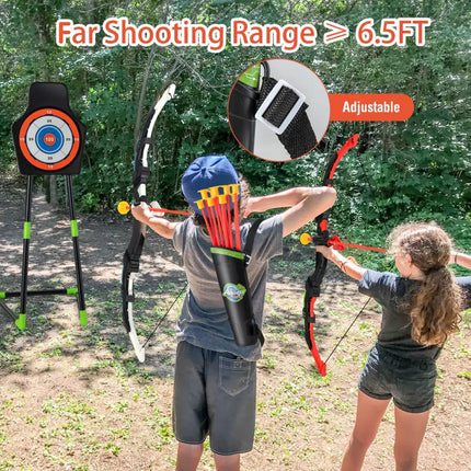 Youth Archery Bow Set with LED Light Up Bow and 20 Suction Cup Arrows for Kids - Multicolor - Lawn Games