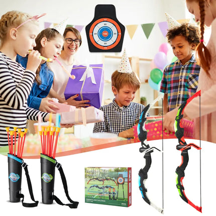 Youth Archery Bow Set with LED Light Up Bow and 20 Suction Cup Arrows for Kids - Multicolor - Lawn Games
