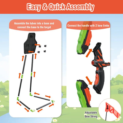Youth Archery Bow Set with LED Light Up Bow and 20 Suction Cup Arrows for Kids - Multicolor - Lawn Games