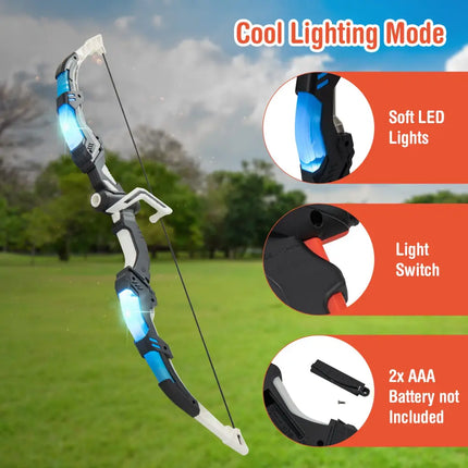 Youth Archery Bow Set with LED Light Up Bow and 20 Suction Cup Arrows for Kids - Multicolor - Lawn Games