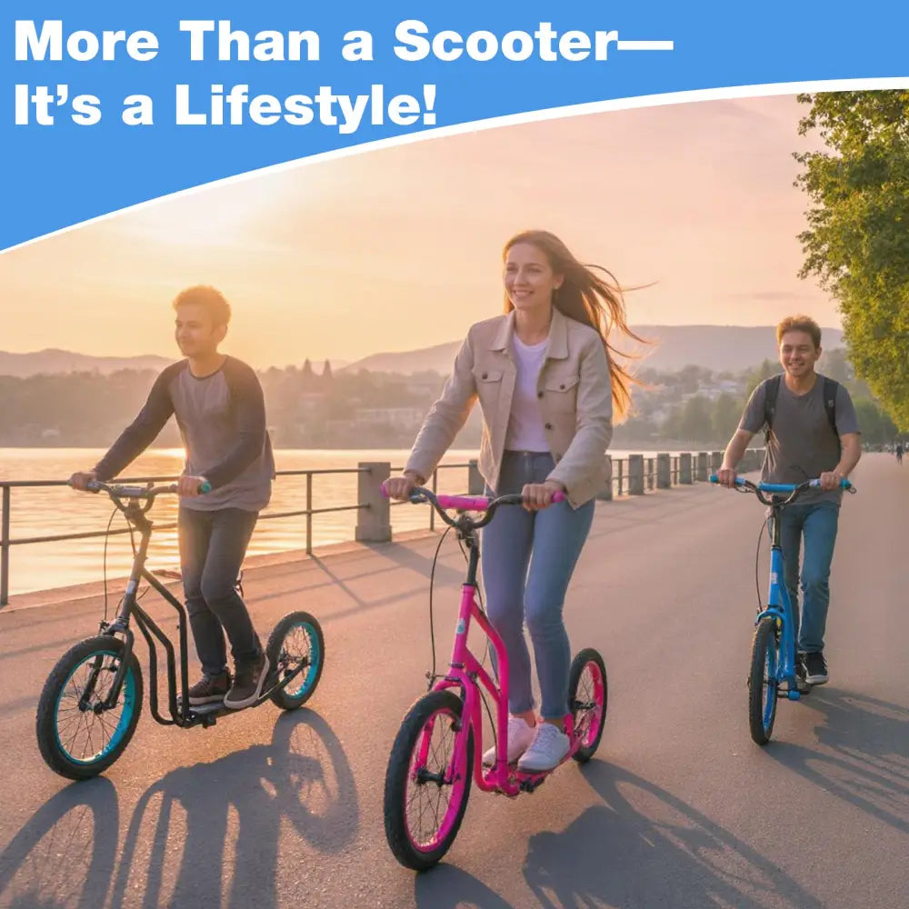 Youth Scooter with Adjustable Handlebar and 16/14-Inch Inflatable Wheels for Age 8+ Years Old-Blue - Blue - Scooters