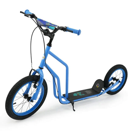 Youth Scooter with Adjustable Handlebar and 16/14-Inch Inflatable Wheels for Age 8+ Years Old-Blue - Blue - Scooters