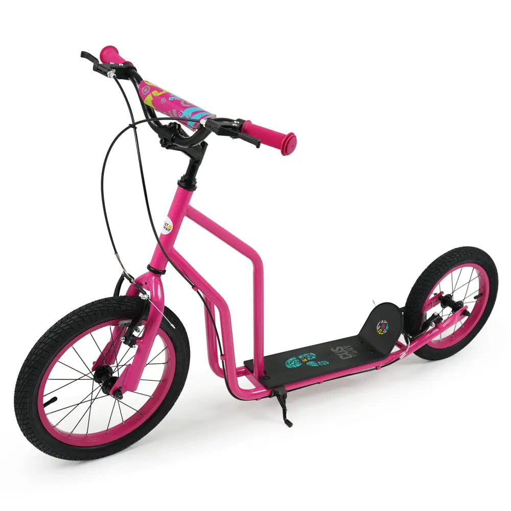 Youth Scooter with Adjustable Handlebar and 16/14-Inch Inflatable Wheels for Age 8+ Years Old-Pink - Pink - Scooters